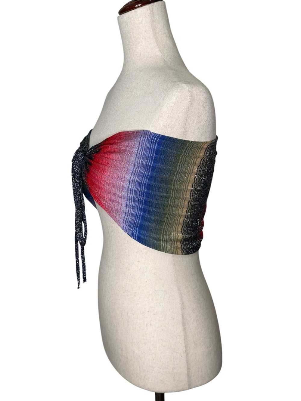 Zara Fairy style Rainbow Multicolor Metallic Bandeau Halter Top. Blogger. Rave. - Picture 6 of 13